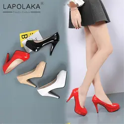 Lapolaka/Новые элегантные туфли-лодочки на платформе, большие размеры 34-42 Женская обувь туфли на высоком каблуке-шпильке без застежки, цвет