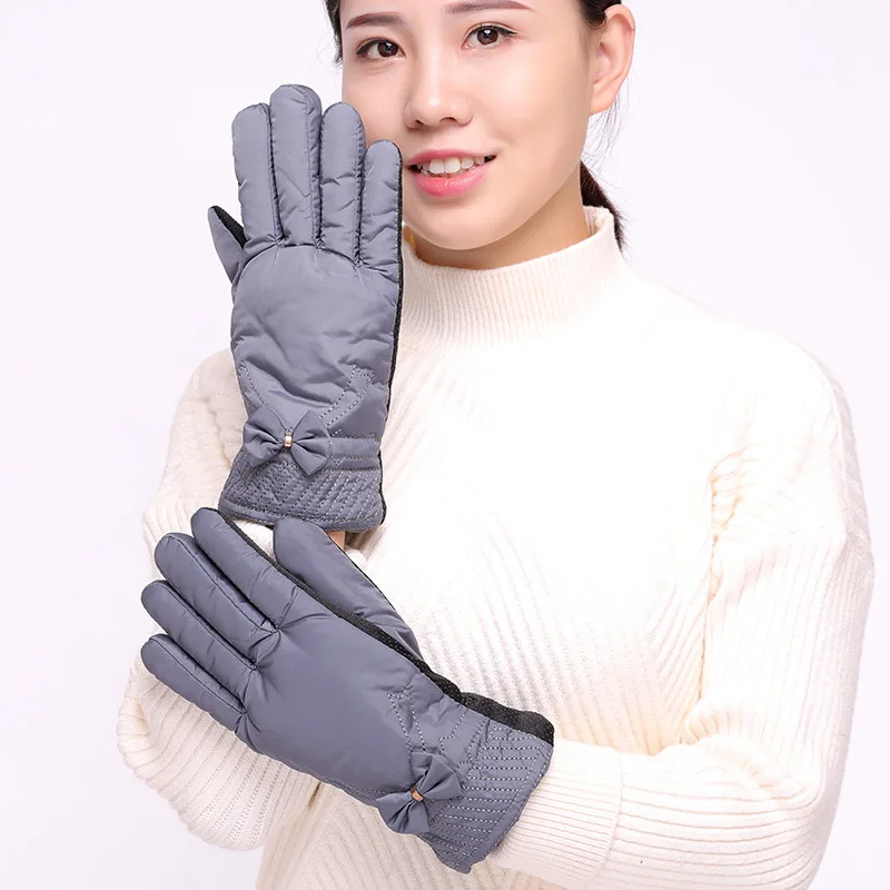 

Ms feather cloth gloves to keep warm winter antiskid cycling glove sweet bowknot more female cotton gloves