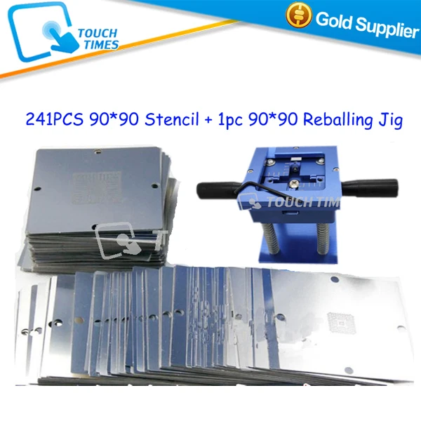 

Newest 241pcs 90x90 BGA Stencils Reballing Stencil 90x90 for Notebook Cell Phone Game Console + Blue BGA Reballing Station 90x90