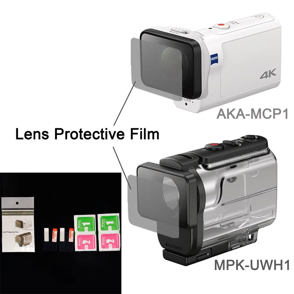 Clear Lens Protector Film For AKA MCP1 MPK UWH1 For sony action cam HDR AS300r AS50v