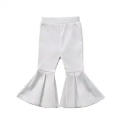 Штаны клеш для маленьких девочек в европейском стиле; Однотонные эластичные длинные брюки для маленьких девочек; брюки-клеш; 2-7Y