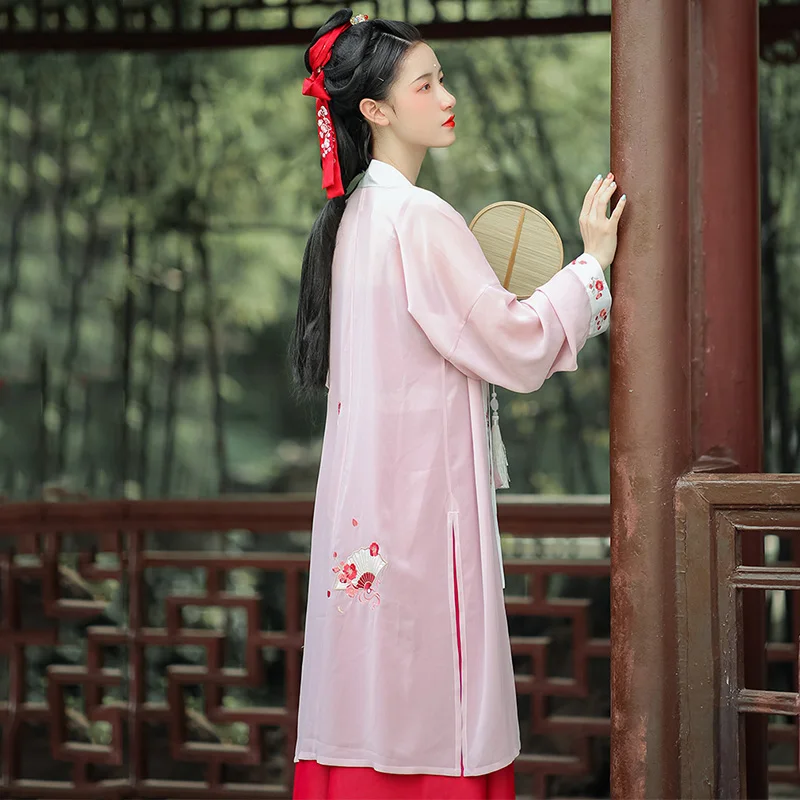 Вышивка Hanfu красный костюм для классических танцев Женский карнавальный наряд
