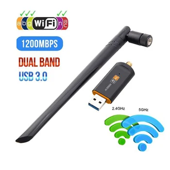 

1200Mbps Wireless WiFi USB Adapter Dual Band 2.4/5Ghz with 5dBi Antenna WPS 802.11AC Network Card High Speed USB3.0 Receiver