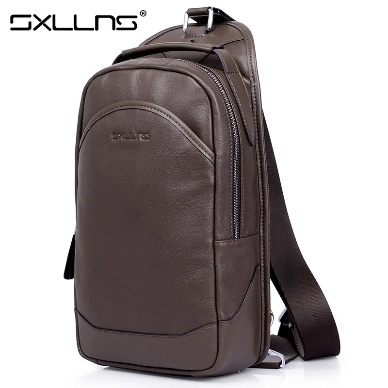 

Brand Sxllns Men Messenger Bag Men's Shoulder Bag Top Genuine Leather Beach Bag Travel Casual Riding Multifunctional Chest Pack
