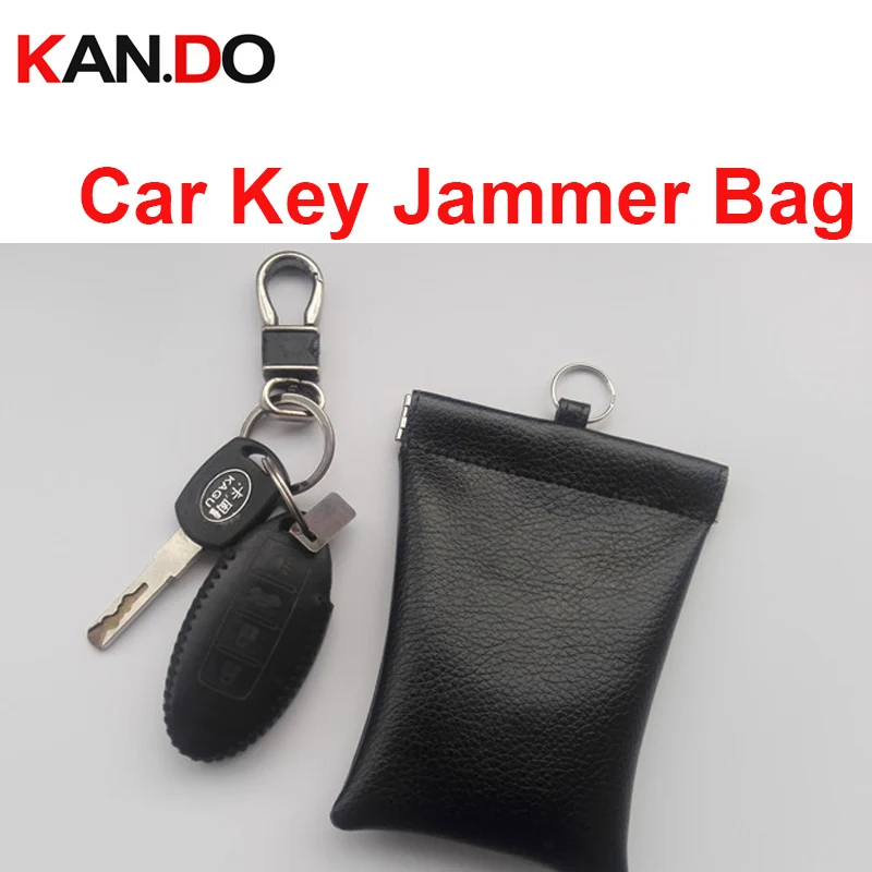 soft leather car key sensor jammer bag Card Anti Scan Sleeve bag signal