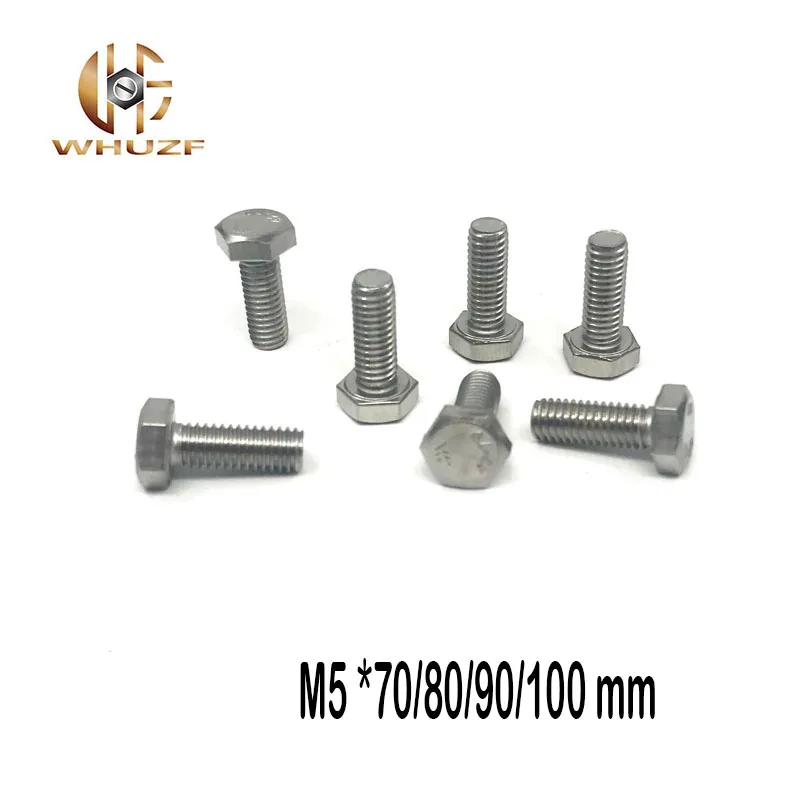 M5 *70/80/90/100 mm DIN933 External Hex Hexagon Head Screw Full Threaded 304 Stainless Steel Bolt Machine Screws | Обустройство дома