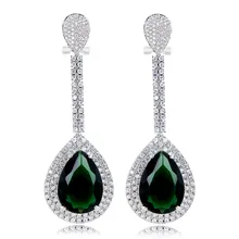 Новое поступление роскошные длинные висячие серьги белый с кубическим цирконием большой цвет падение камень модные ювелирные изделия