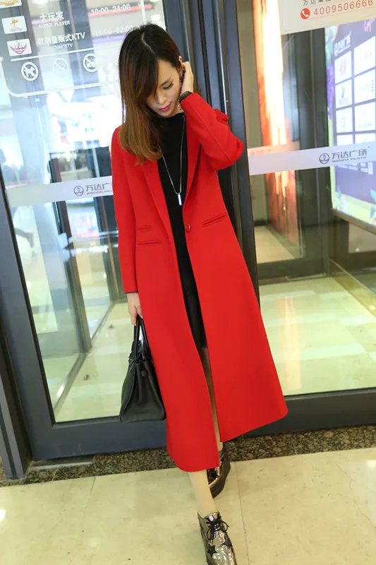 

2018New autumn and winter Woolen Coat Women Large size Slim was thin Long section