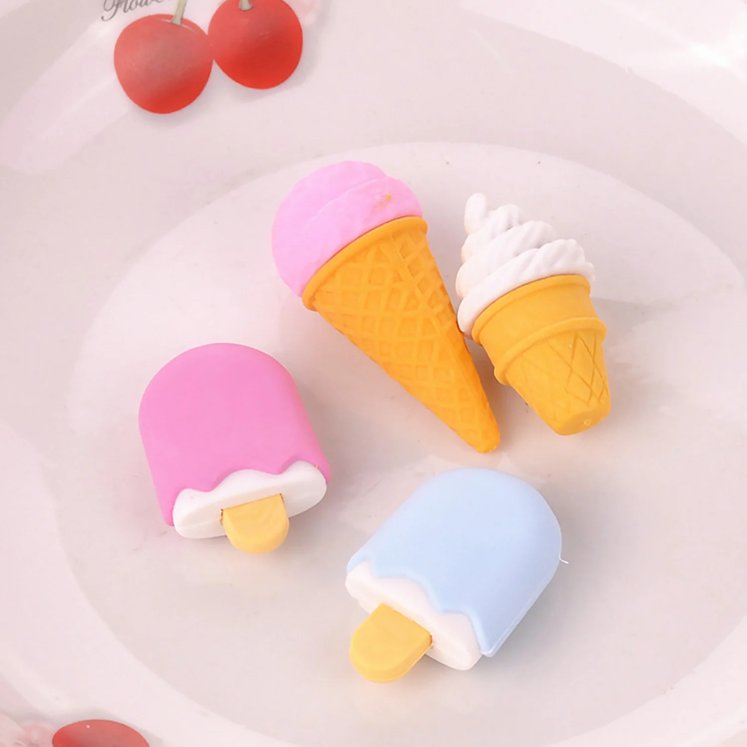 4 шт./компл. и принтом в виде мороженого резиновые ластики Kawaii торт необычный карандашный для детей подарок школьные канцелярские принадлежности рождественские