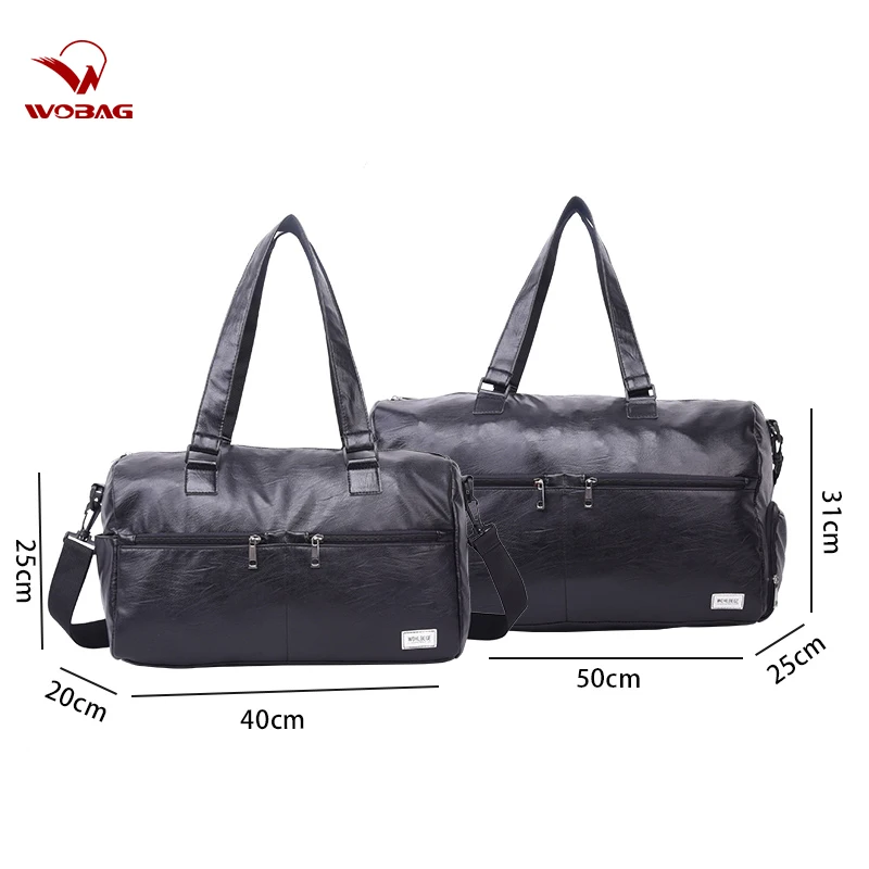 Wobag модная черная Водонепроницаемая Дорожная сумка из искусственной кожи для женщин большой емкости чемодан для мужчин фитнес-тренировочная сумка
