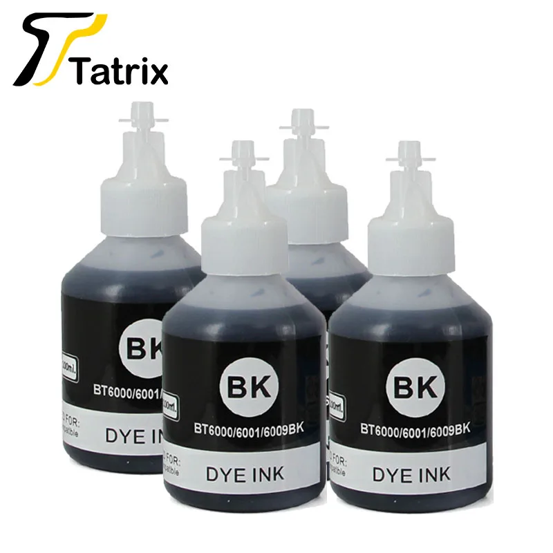 Tatrix 4X100Ml Nuovo Inchiostro Dye Bt6000/6001/6009 Kit Di Ricarica Dell'Inchiostro Per Brother Dcp-T300/Dcp-T500W/Dcp-T700W/Mfc-T800W
