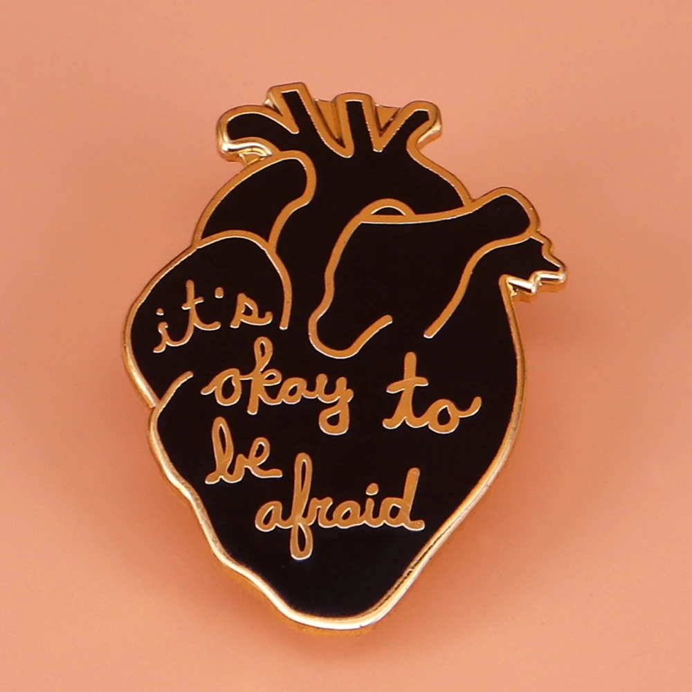 

It's ok to be afraid Anatomical heart pin human organs brooch weird Goth gift doctor nurse health pins body part medical jewelry