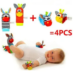 4 шт. = 2 шт. талии + 2 шт. Носки младенческой Носки для детей и новорожденных погремушка игрушки наручные трещотки и ног Носки 0 ~ 24 месяцев WJ0033
