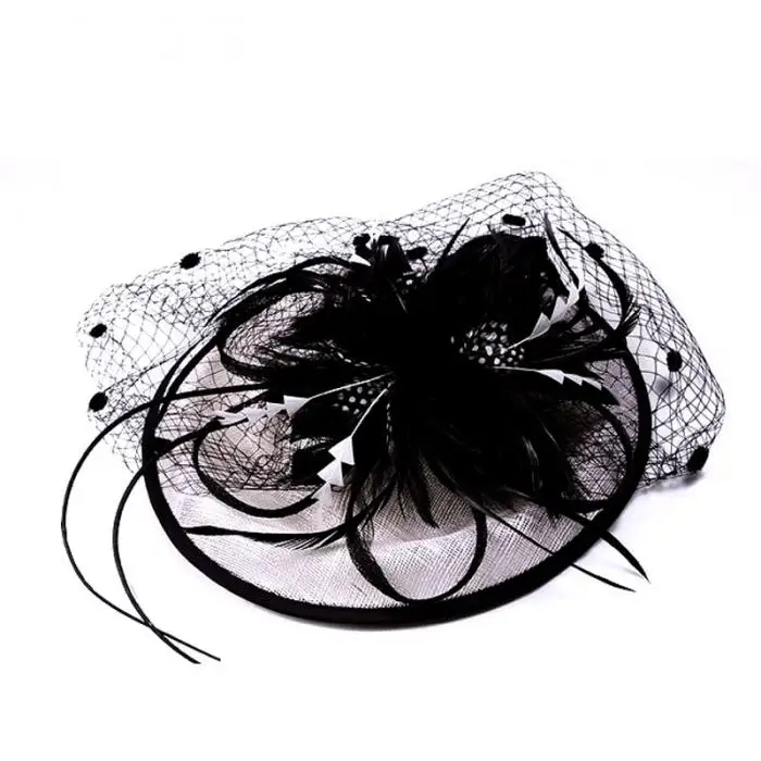 Для женщин чародей цветок Перо повязка Hairclip Винтаж Французский Veiling коктейль Hat партия Люкс Женские аксессуары для волос