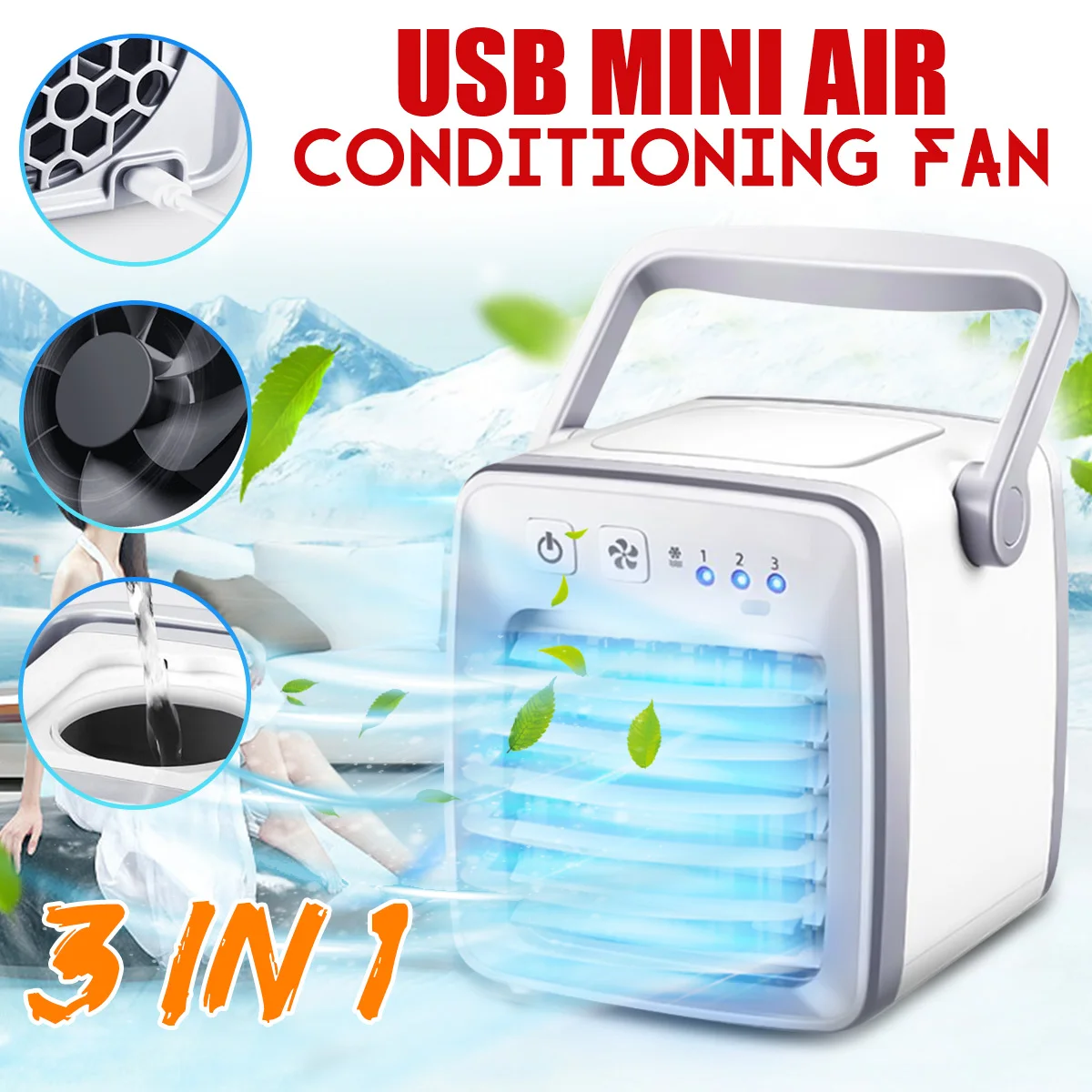 

USB Mini Air Conditioning Fan Air Cooler Portable Desktop Outdoor Summer Cooling Fans