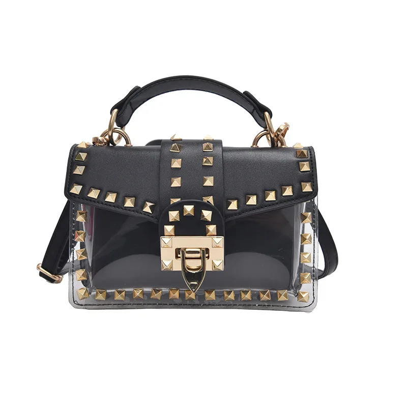 

2PCS Women Jelly Composite Bags Small Tote Shoulder Bags Clear Transparent PVC Designer Bags Purse Solid Color Luxury Handbags