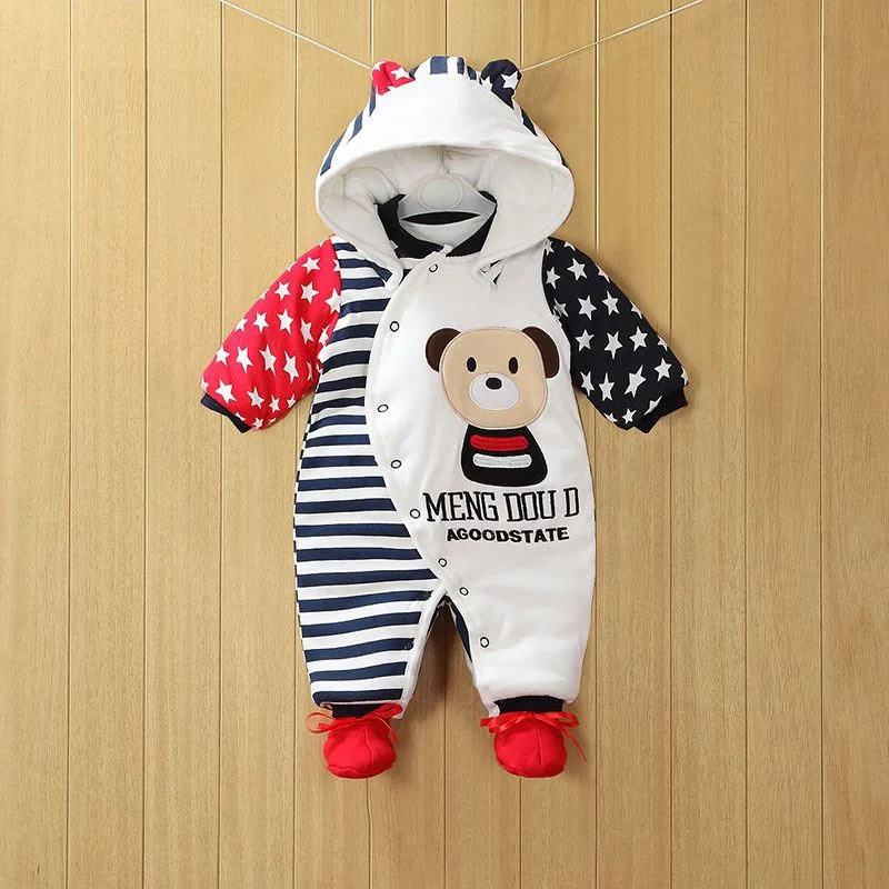 Roupas de Manga Longa com Capuz Outwear para 0-12 Novo Bebê Macacão Inverno Grosso Quente Menino Crianças Recém-nascidos m 2020