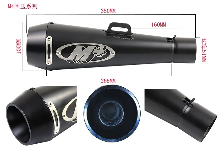 

51mm Universal Motorcycle Exhaust M4 Muffler Pipe Case for Honda CBR1000 Case for Yamaha R6 for Kawasaki M4 Exhaust