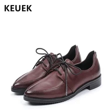 Новое поступление, женская повседневная кожаная обувь, британский стиль, острый носок, шнуровка, броги, кеды в стиле преппи, оксфорды, 033