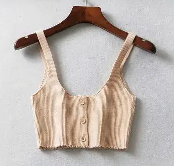 pink tops SheMujerSky вязаный однотонный короткий топ, женский топ-бюстье, облегающий красный топ, camiseta tirantes mujer - Цвет: pink tops