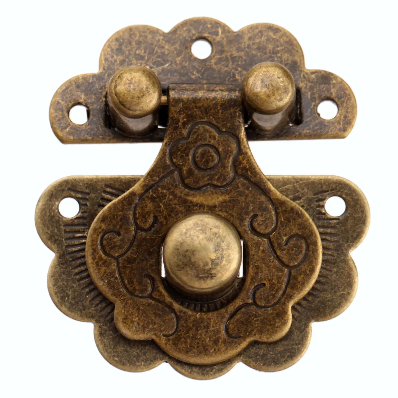 1Pc Vintage Hardware Antique Brass Hasps Decorative Jewelry Gift Wooden