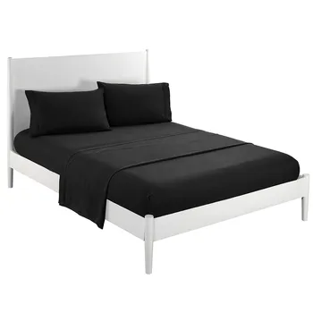 

4Pcs/Set Simple Series Durable Solid Black Bedding Set Bed Sheet Bed Mattress 2 Pillow Case Home Bedding Textile Decor Full Size