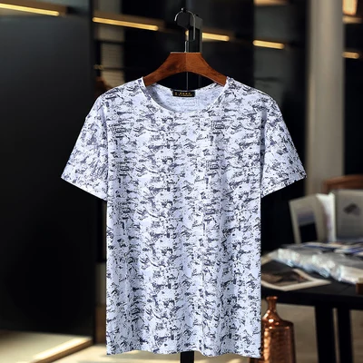 White Мужские футболки с геометрическим рисунком больших размеров 8XL 9XL модные летние дышащие футболки с коротким рукавом камуфляжной расцветки 58 60 10XL - Color: White