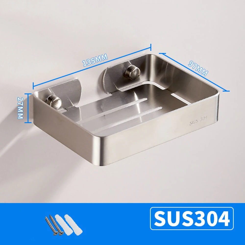 593ORIGINAL Stainless Steel Soap Dish Bathroom Storage Soap Rack Plate Box Container Wall Storage Rack Holder - Цвет: 593ORIGINAL