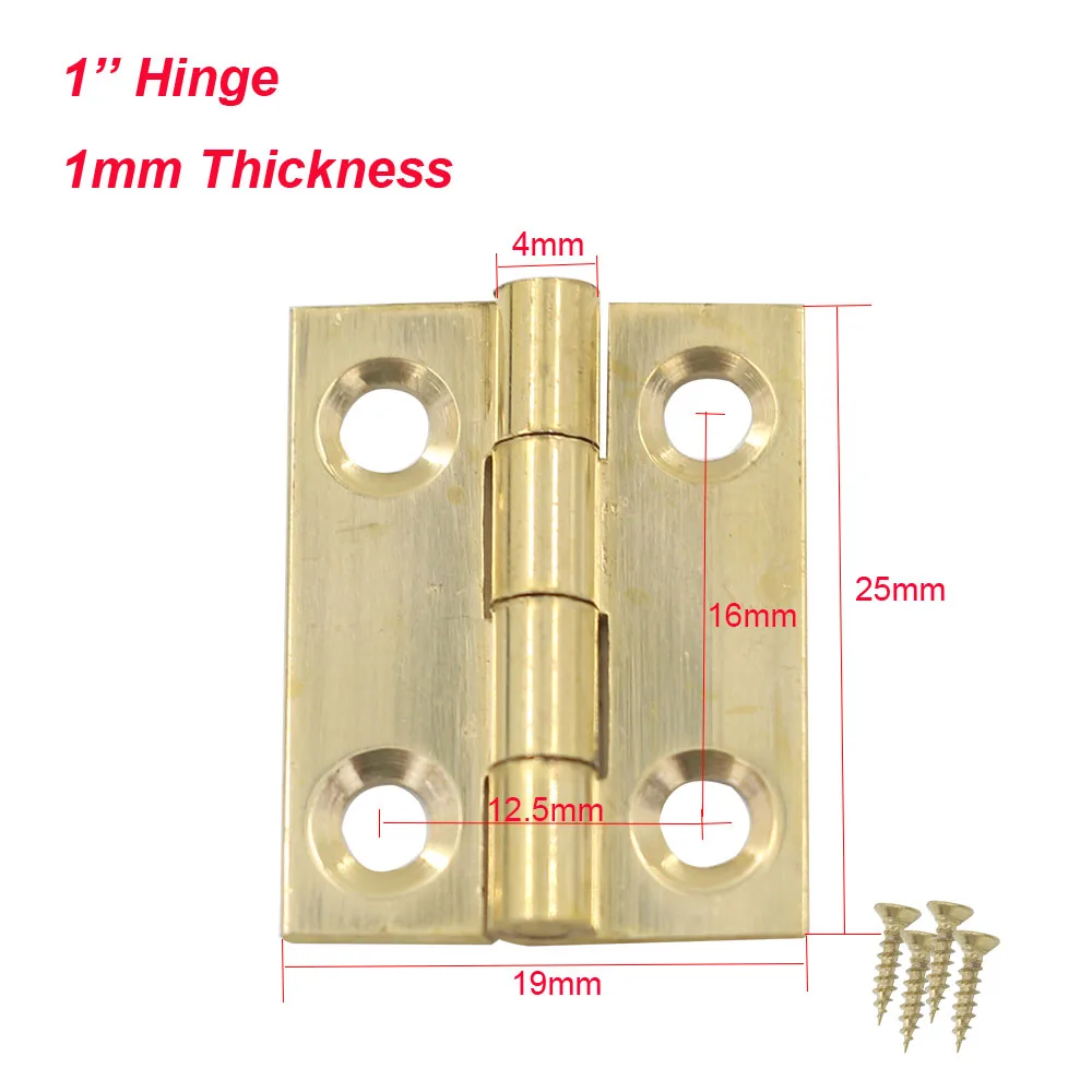 20pcs 1'' Brass Mini Door Hinges 1mm Thickness Brass Hinges for Furniture Cabinet Kitchen Door Butt