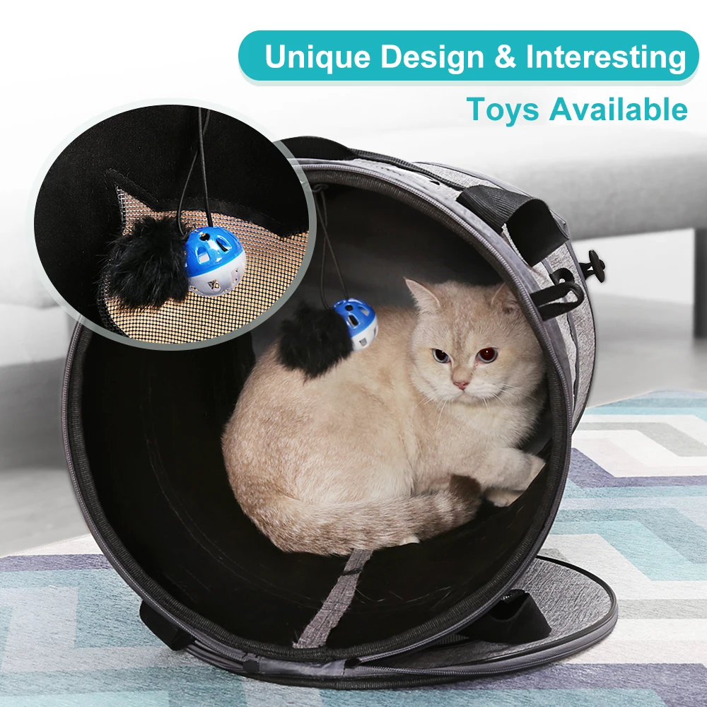 

Multifunctional Cat Carrier Portable Bed Collapsible Cat Tunnel With Changeable Shapes Mat Toys Docamor Foldable Pet Cat Carrier