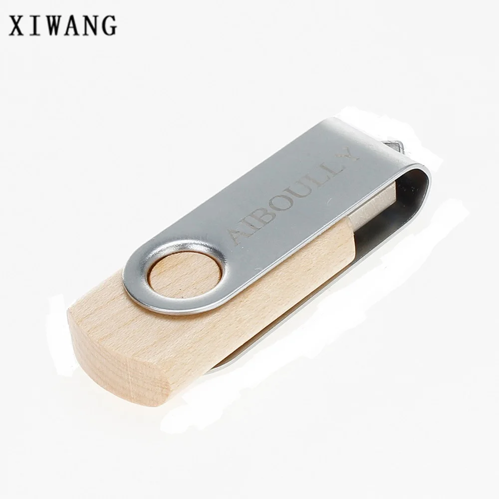 Silver Новые вращающиеся металлические деревянные usb флешки Memory Stick 2,0 4 ГБ 8 ГБ флешки 16 ГБ флеш-накопитель 32 Гб 64 Гб 128 ГБ usb диск Бесплатный Пользовательский логотип - Цвет: Silver