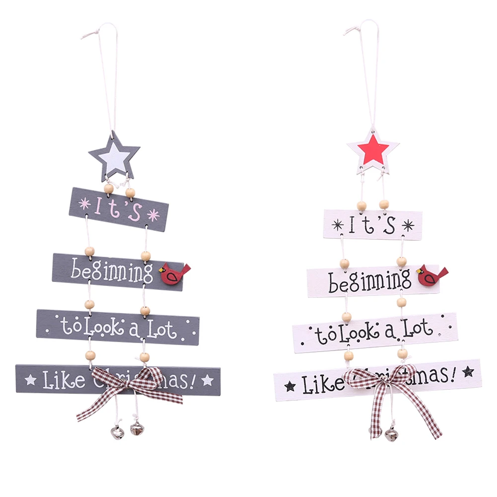 Деревянные Подвески с надписью «Merry Christmas», 1 шт., орнамент с рождественской елкой, деревянные поделки для дома, вечерние украшения для рождественской елки