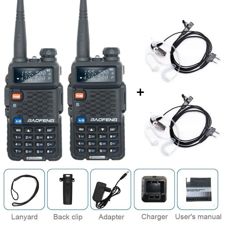 2 шт. BAOFENG BF-F8 рация UHF VHF Двухдиапазонный портативный любительский радиопередатчик 1800 мАч полицейский сканер мобильный трансивер похожие GT-3 - Цвет: with earpiece