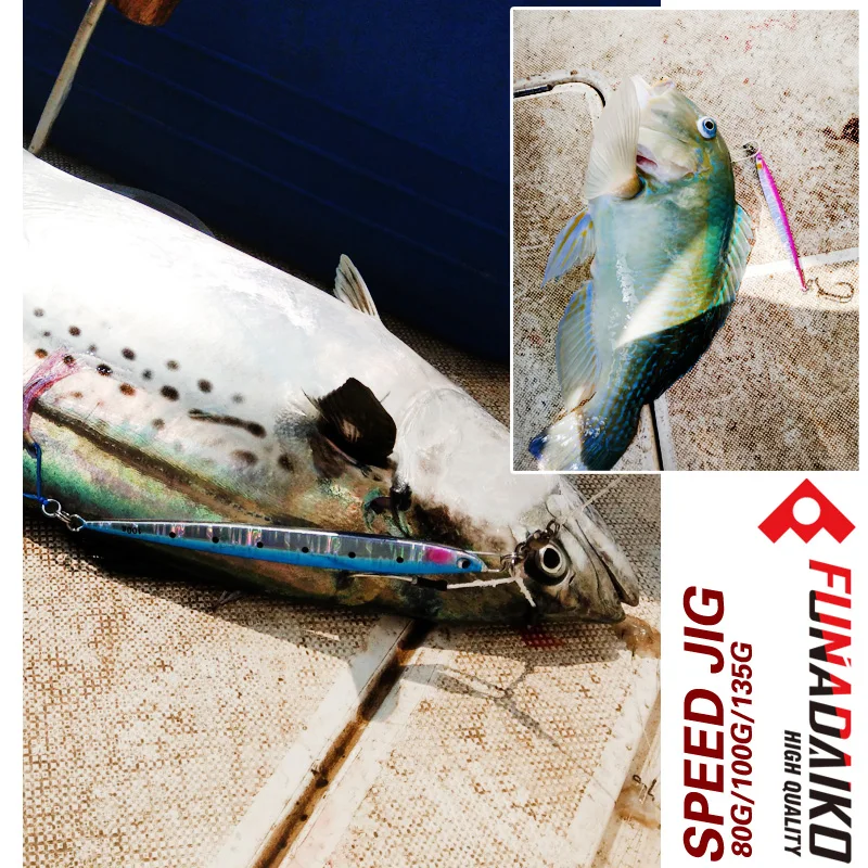 Farbe : Blue, Gr/ö/ße : 80g 1pc Havsfiske Jigging Lure Fast Speed Jig Lange Casting Metall Jig 80g 135g Salewater Luminous Angeln Jig K/öder L-MEIQUN 100g