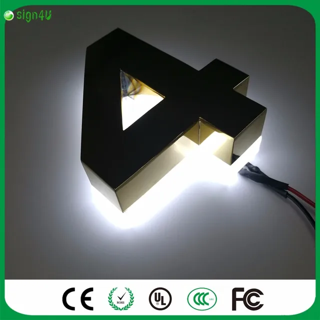 Custom LED backlit stainless steel house number light plate illuminated