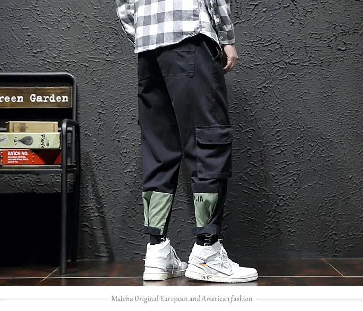 Хип-хоп Уличный сверхразмерный men мужские брюки в стиле Харадзюку Pantalon Homme повседневные брюки карго джоггеры Брюки Мужская одежда Весна