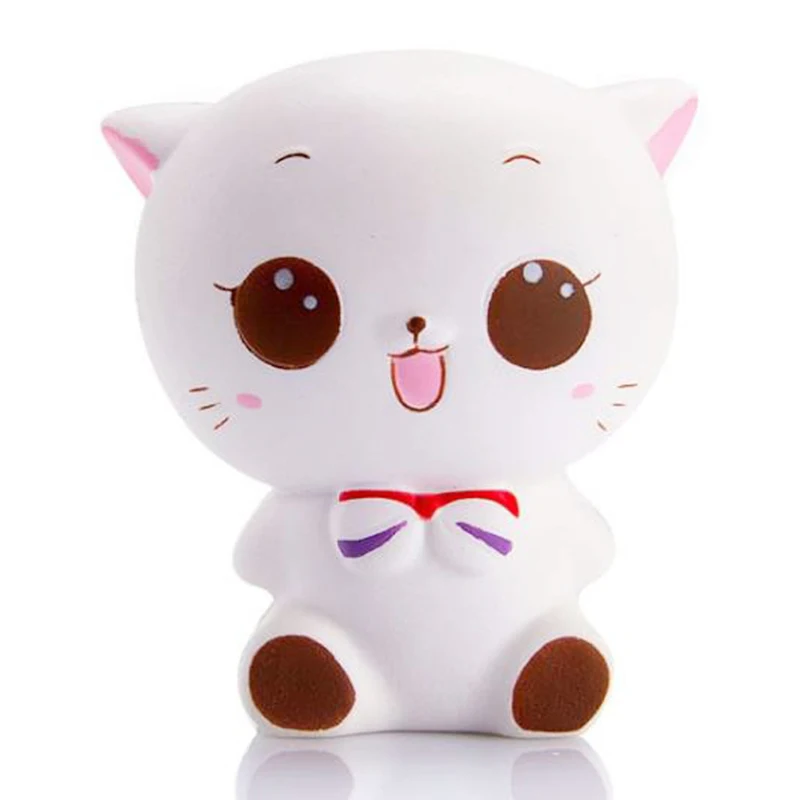 Jumbo милый кот мягкая мультяшная кукла Squeeze Toys медленный рост мягкий крем ароматизированный стресс облегчение оригинальная посылка подарок для ребенка - Цвет: White Cat