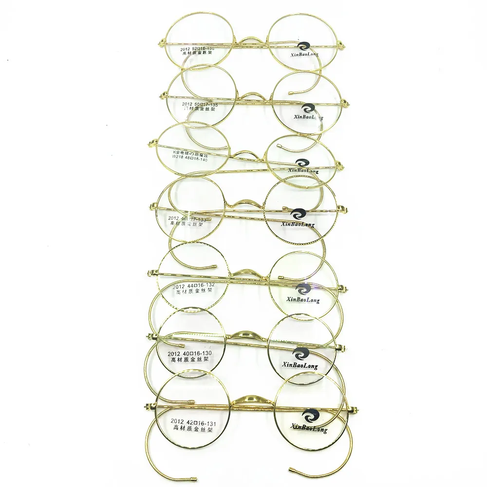 Vintage Antique Round Wire Rim Eyeglass Frames Full Rim Ear Hooks Myopia Rx able Glasses Brand New Good Quality - Цвет оправы: 42mm Gold
