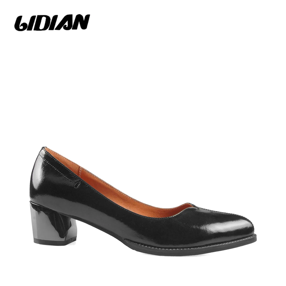 pink Mujer Patente Suave Cow Slip Patent Punta Bombas Zapatos Cuero La Elegante Genuino Patent Black Lidian Patent Bajo en Lujo wine black Tacón Dama Leather Sólido B48 Clásica De qpwxIUA