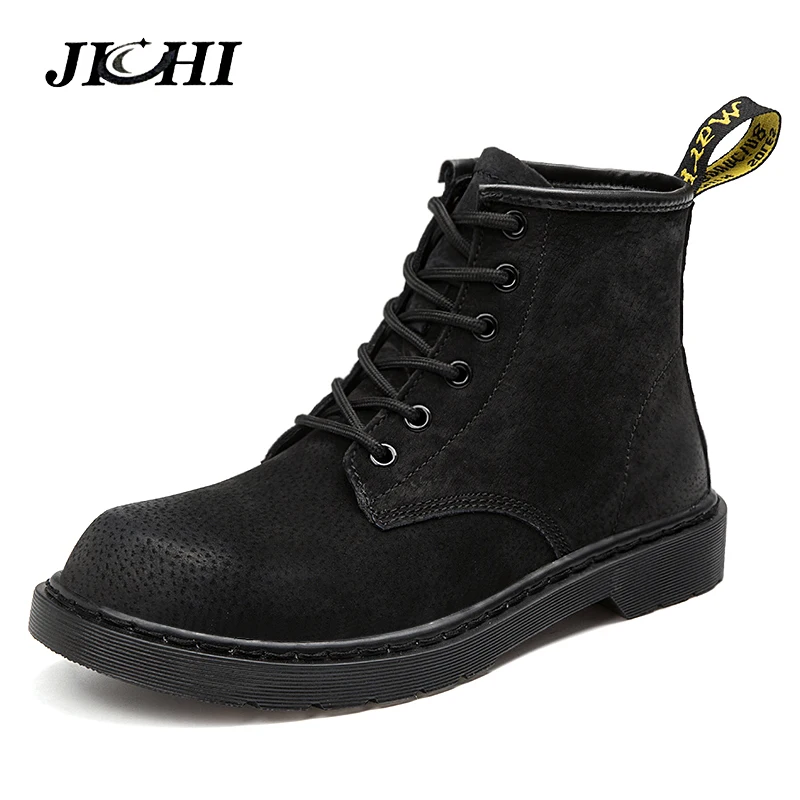 

2018 Winter/Autumn Warm Leather Boots Men Casual Black Ankle Boots Men Work Boots Male Shoes Outdoor Snow Boots Lace-Up Sz 38-46