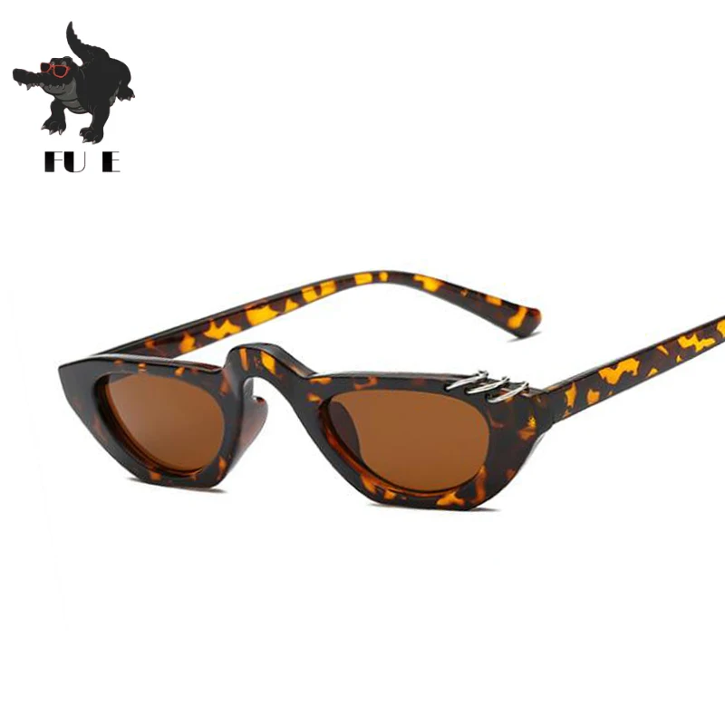 

FU E Fashion Retro Small Frame sunglasses Women 2018 Brand Designer Steam Punk Metal Ring Candy Color sunglasses UV400 Oculos