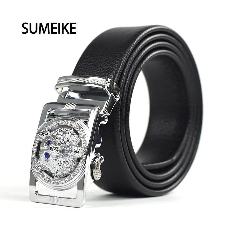 

[SUMEIKE] Male Belt Wolf Head Automatic Buckle Belts for Men Automatic Buckle Man Jeans Pants Belt Male strap 3 Color