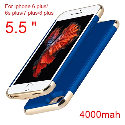 Slim Ultra Thin Battery Charger Case For iPhone 8 7 6 6s Plus Power Bank Battery Charger Phone Case For iPhone 6 6 s 7 8 X XS - Цвет: 6P 6SP 7P 8P Blue