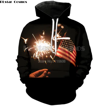 

PLstar Cosmos New Spark Stars and Stripes 3d print Hoodies Men/Women loose thin Sweatshirts Fashion Pullovers free shipping Hot