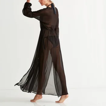 

New Chiffon Beach Long Dress Robe de Plage Summer Bikini cover up Saida de Praia Pareo Beach Women Bathing Suit cover ups Tunic