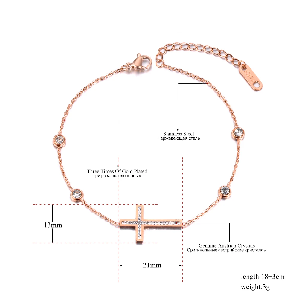 Lokaer трендовые глиняные хрустальные браслеты с крестообразной подвеской для женщин из нержавеющей стали CZ звенья и цепи браслет на Рождество подарок B19044