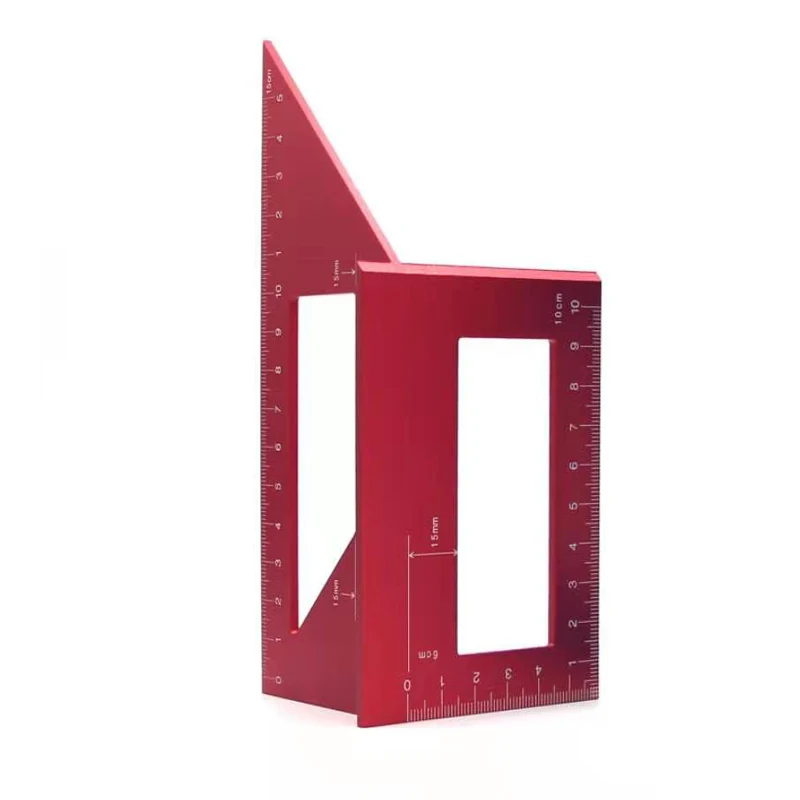 45 90 градусов угловая линейка плотник измерительная линейка из алюминиевого сплава инструмент для маркирования древесины T линейка Tri-square Line Scriber Saw - Цвет: Красный