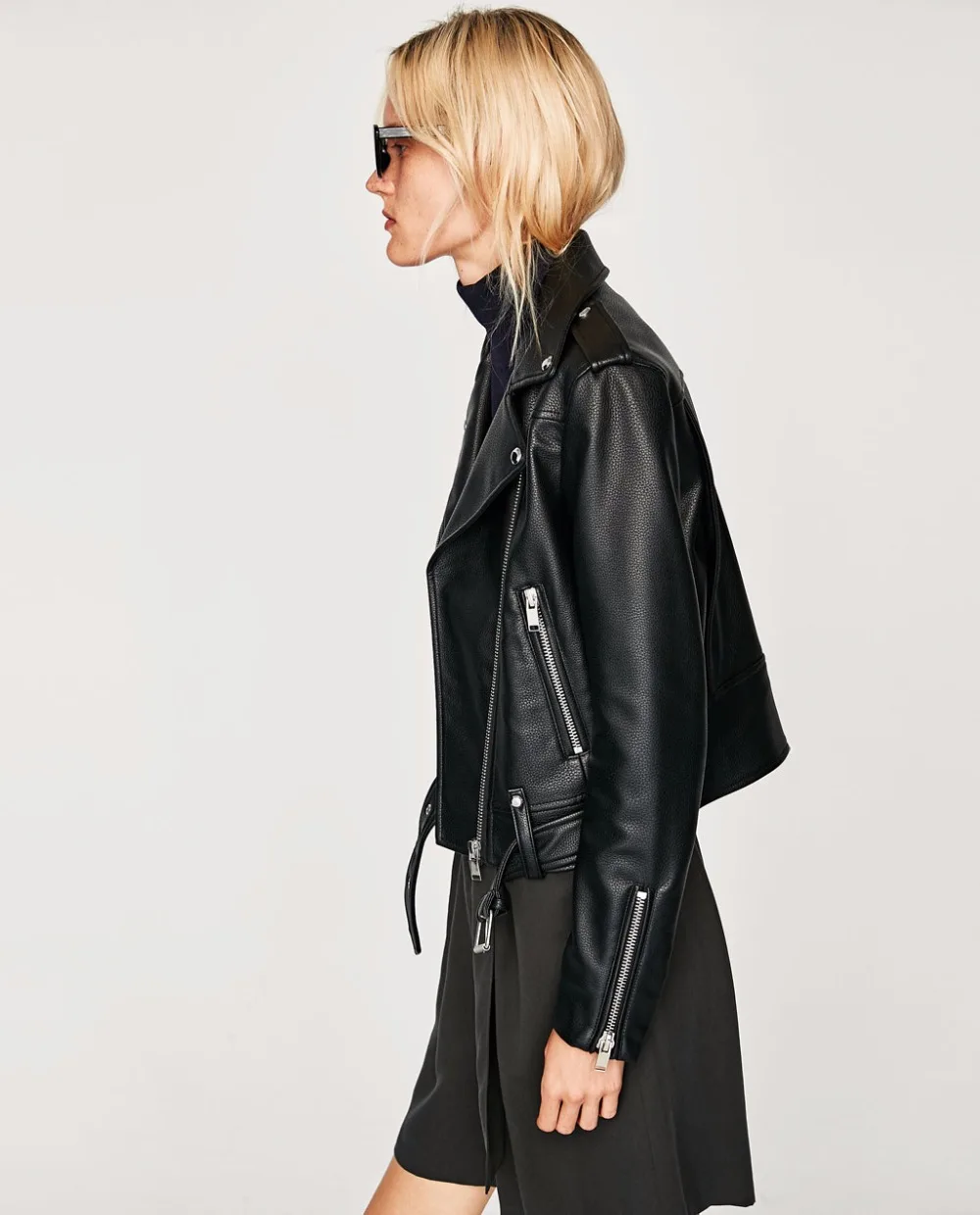 Cuir Chaqueta Automne Avec Manteaux Veste Ceinture Manteau En Courte 5w1zqn1SxF