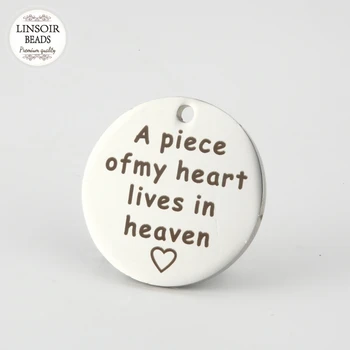 

Linsoir 22mm Metal Pendent For Bracelets Necklace ''A piece of my heart lives in heaven" letter Pendent For Jewelry Findings