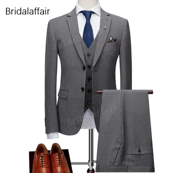 

KUSON Groomsmen Men Suits Wedding Black Tuxedos For Men Formal Dinner Wear Best Man Suit Blazer With Pants Vest 3 Piece Set 2018